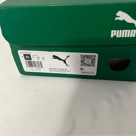 PUMA Kids Easy Rider Vintage PS Size 2C Alpine Snow White Gold Puma Sneakers NIB - Picture 8 of 8